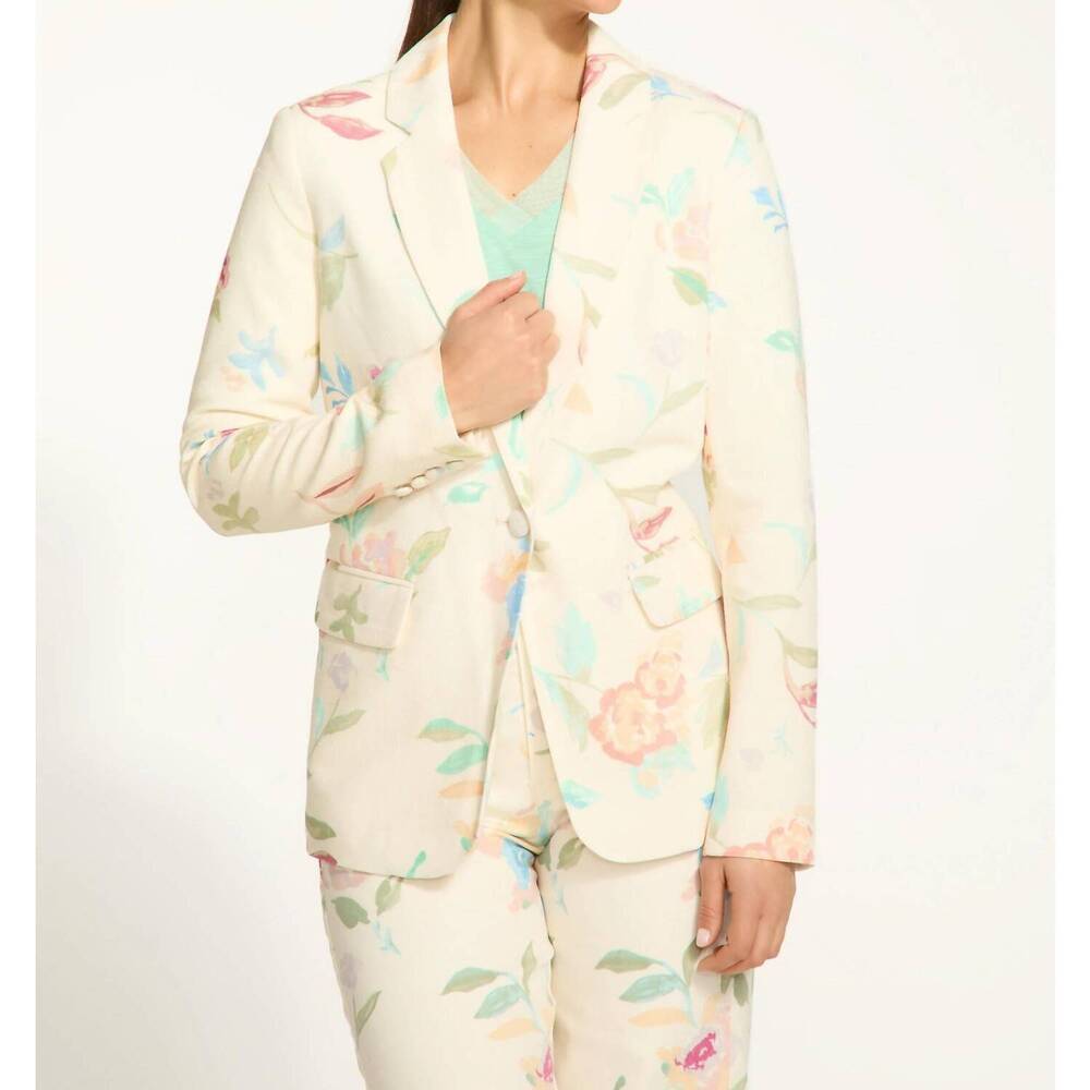 NEW FDJ libby print textured printed blazer in cream